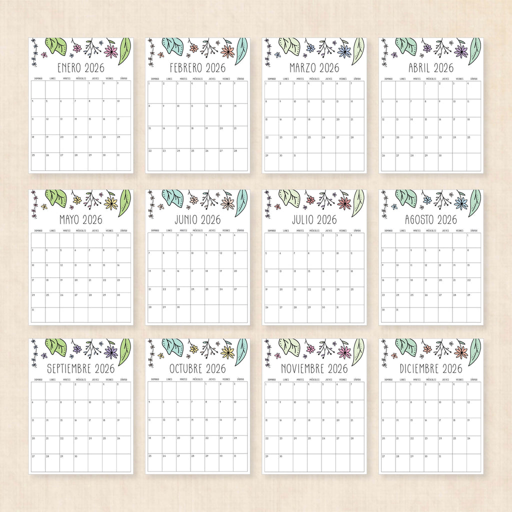 Calendario 2026 para imprimir · Plantillas PDF