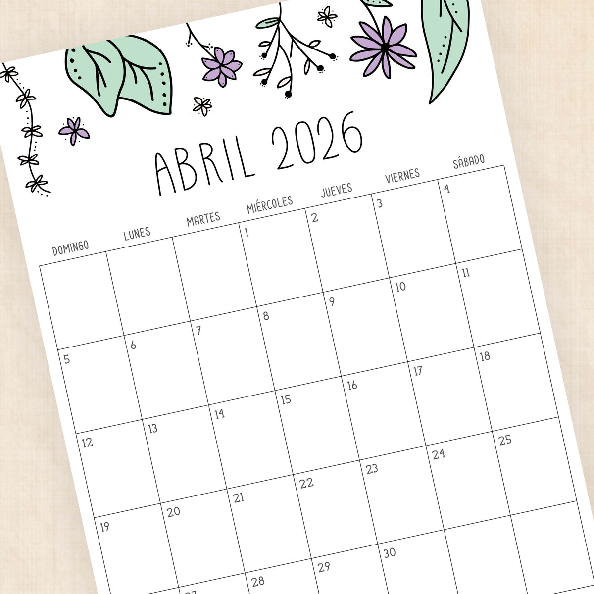 calendario 2026 para imprimir