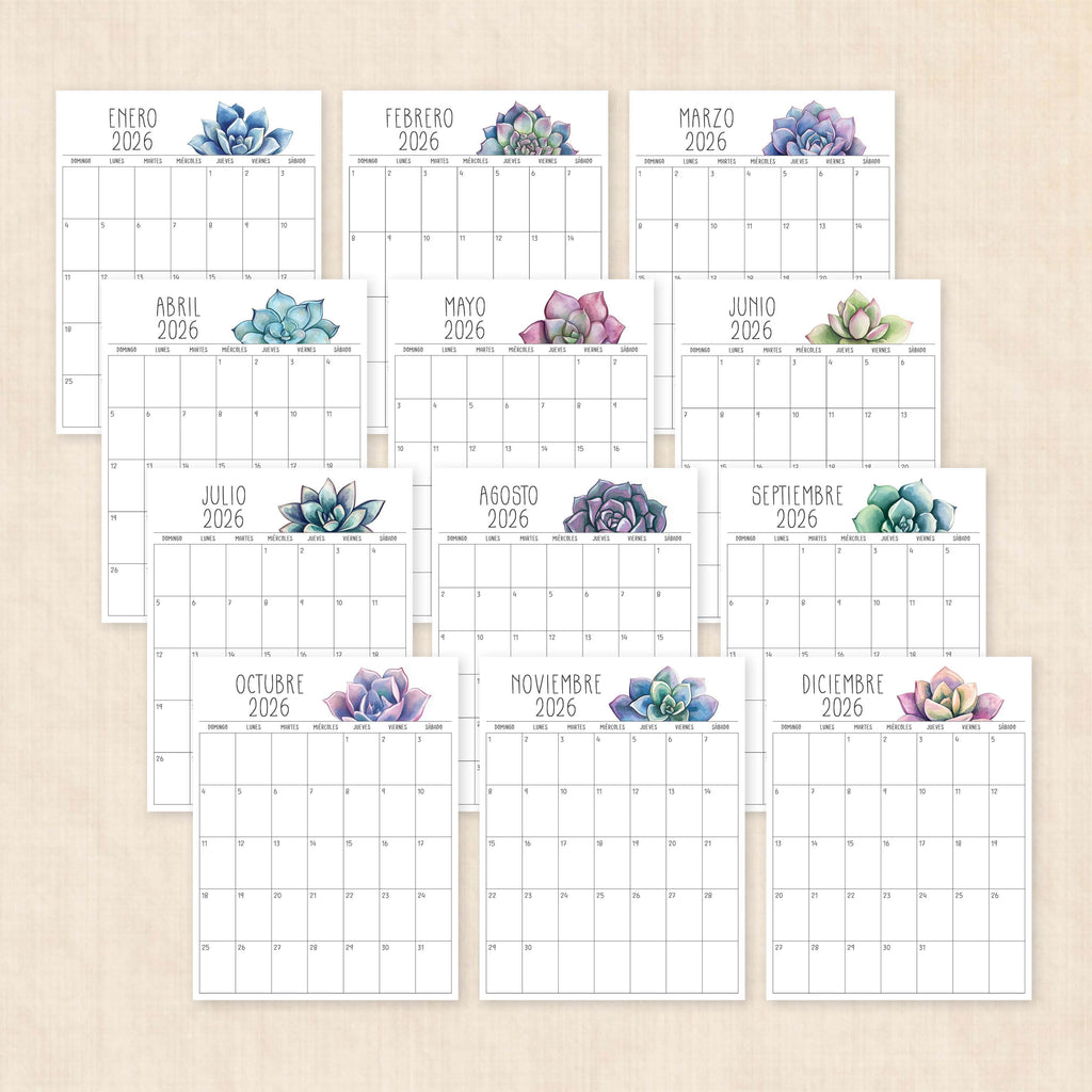 Calendario 2026 para imprimir · Plantillas PDF