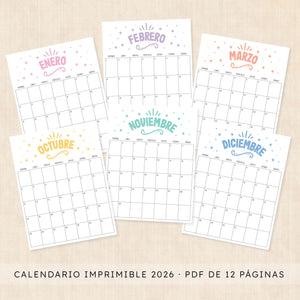 calendario 2026 para imprimir