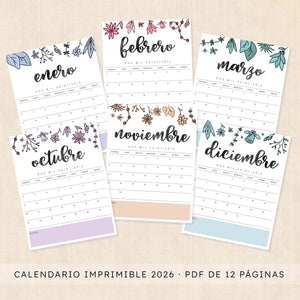 calendario 2026 para imprimir