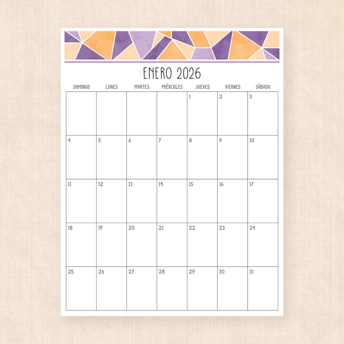 calendario 2026 para imprimir