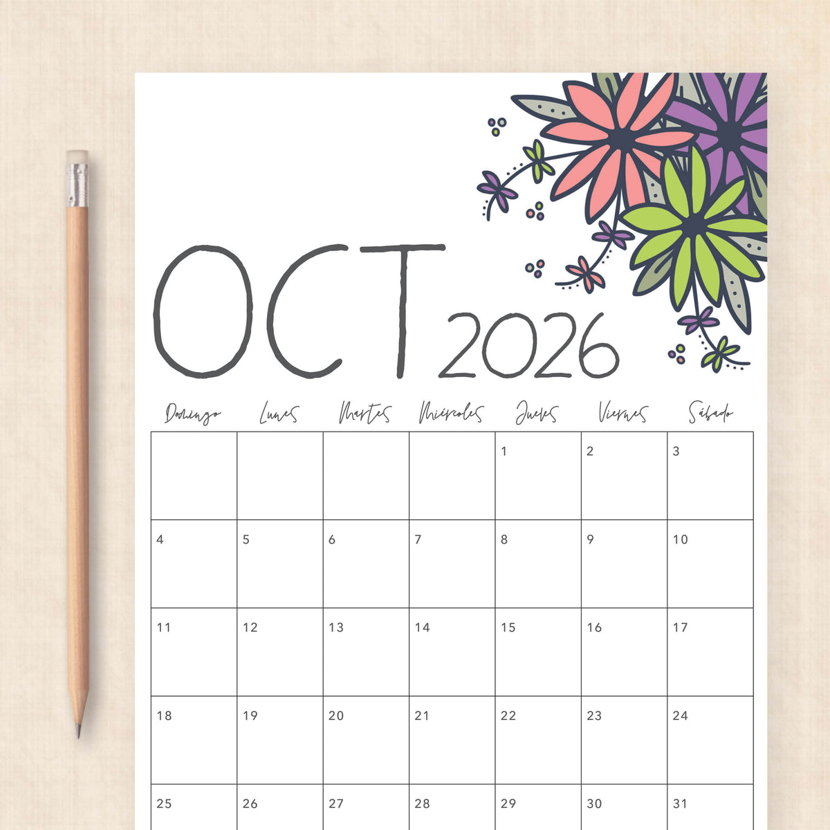 calendario 2026 para imprimir