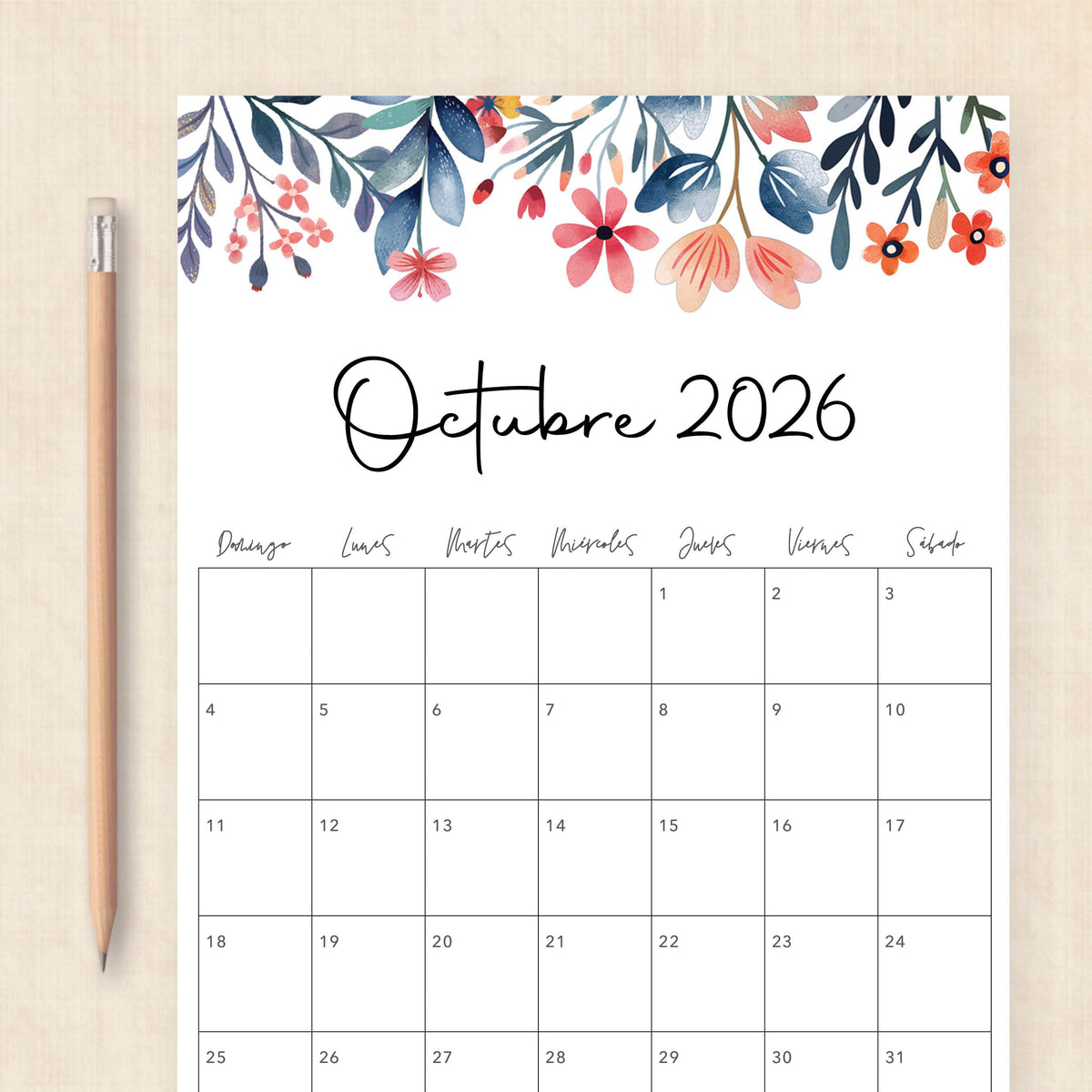 calendario 2026 para imprimir