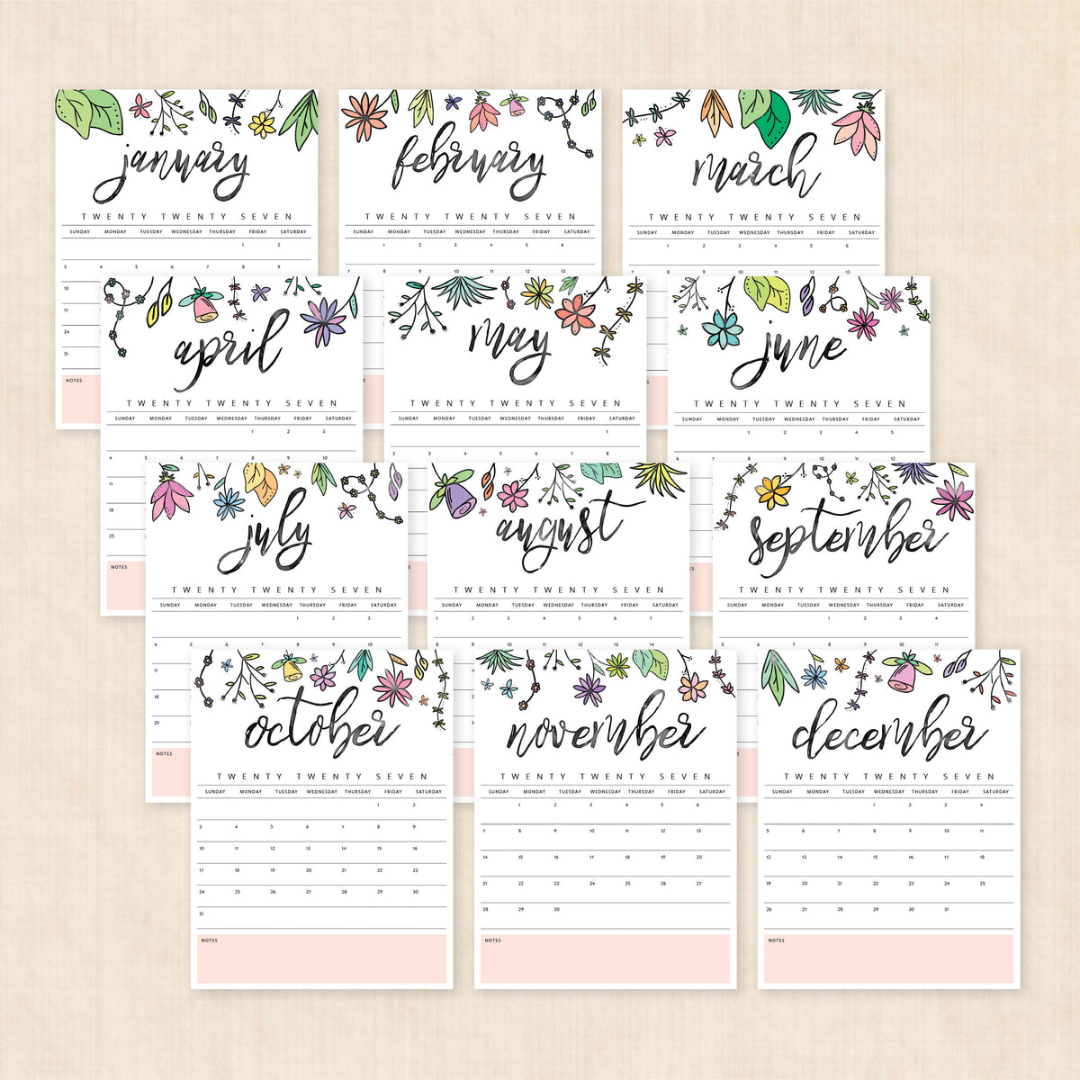 printable 2027 calendar