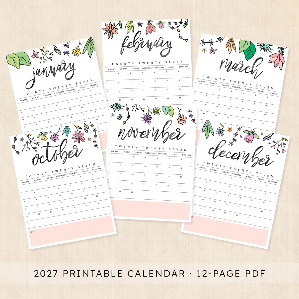 printable 2027 calendar