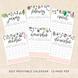 printable 2027 calendar