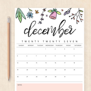 printable 2027 calendar