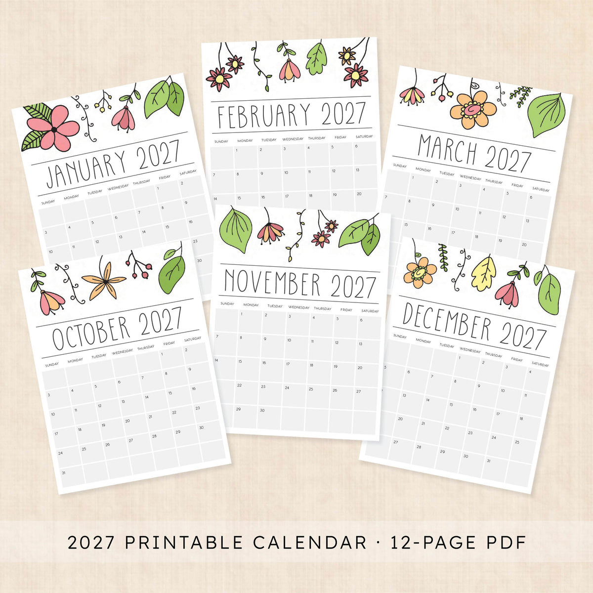 printable 2027 calendar