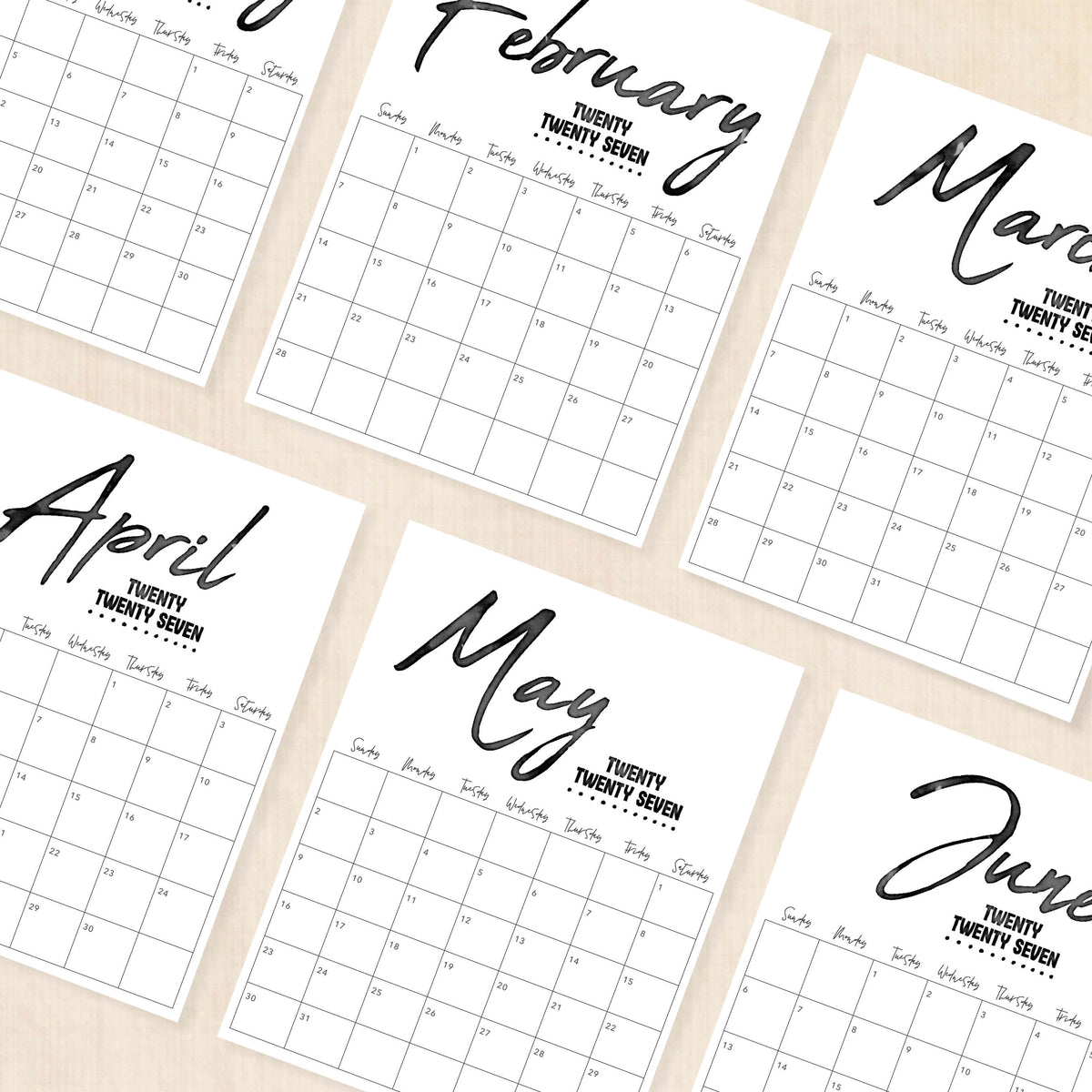 printable 2027 calendar