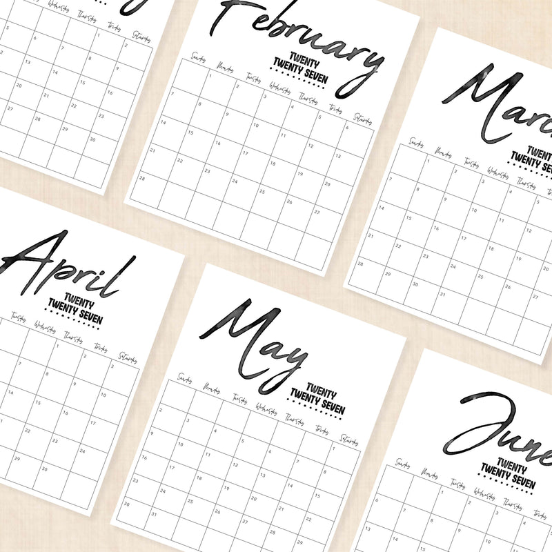 printable 2027 calendar