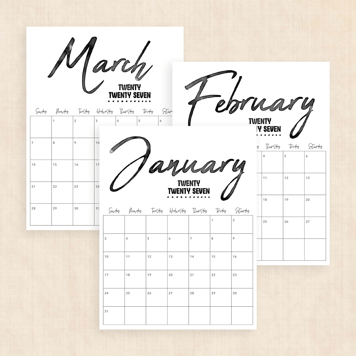 printable 2027 calendar