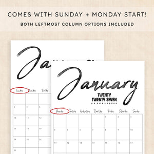printable 2027 calendar