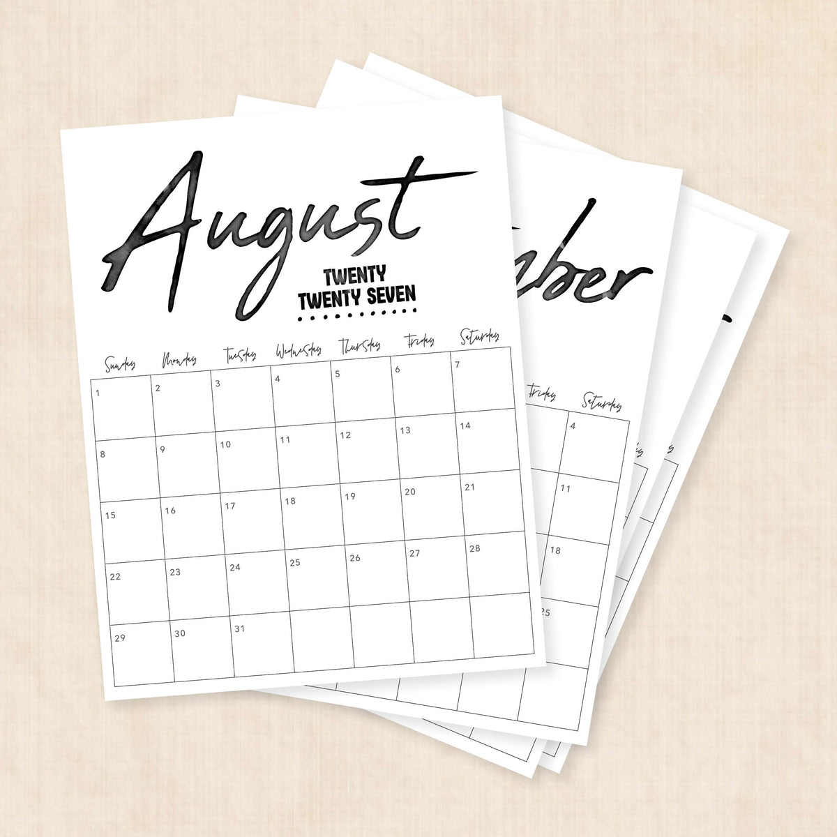 printable 2027 calendar