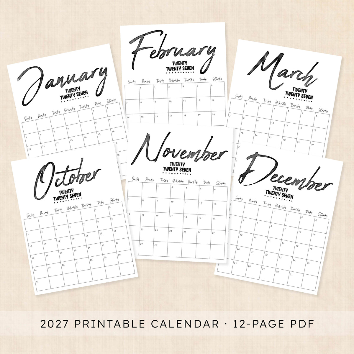 printable 2027 calendar