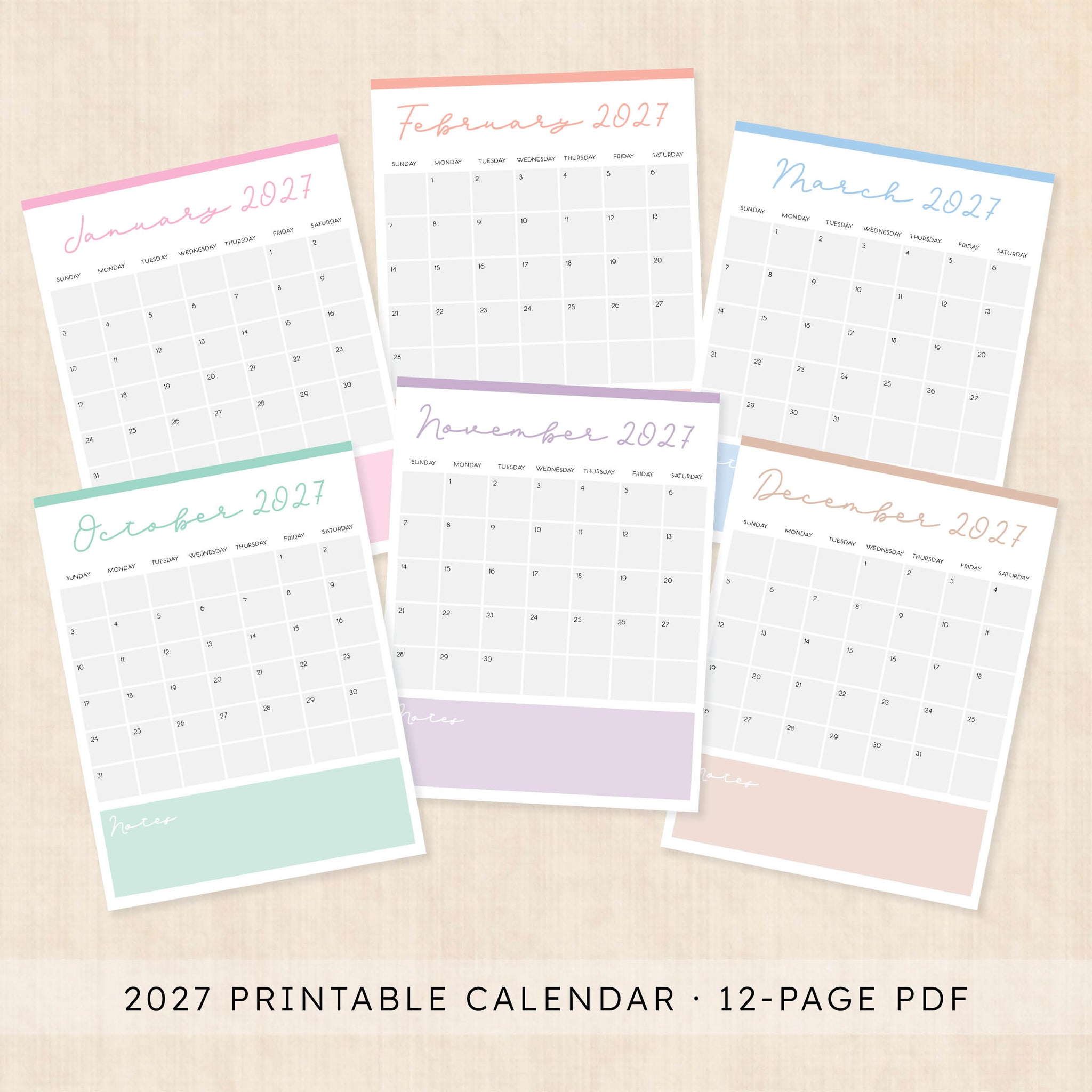 printable 2027 calendar