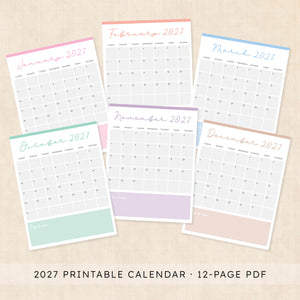 printable 2027 calendar