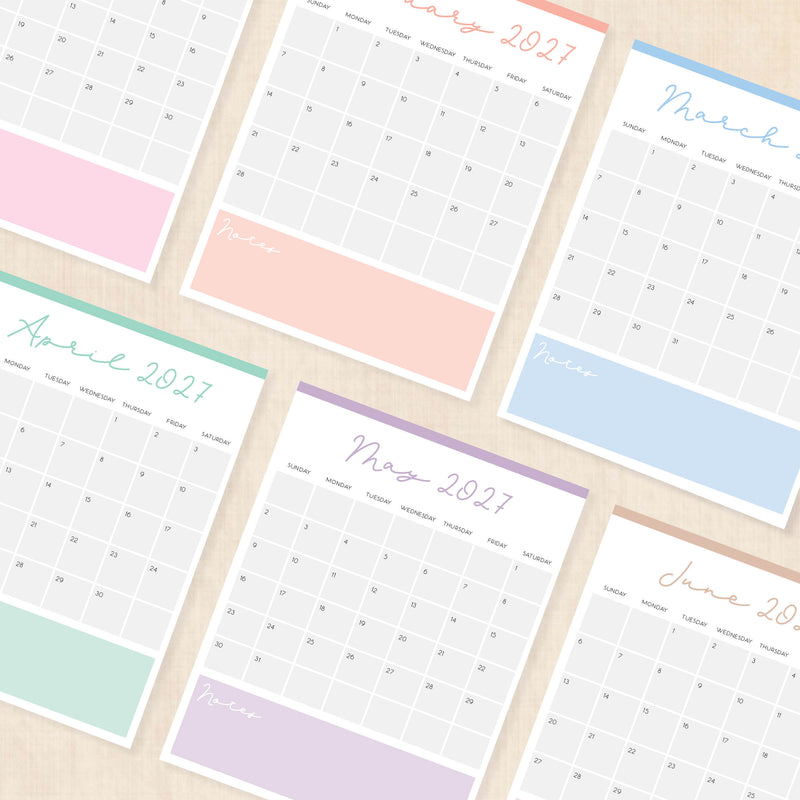 printable 2027 calendar