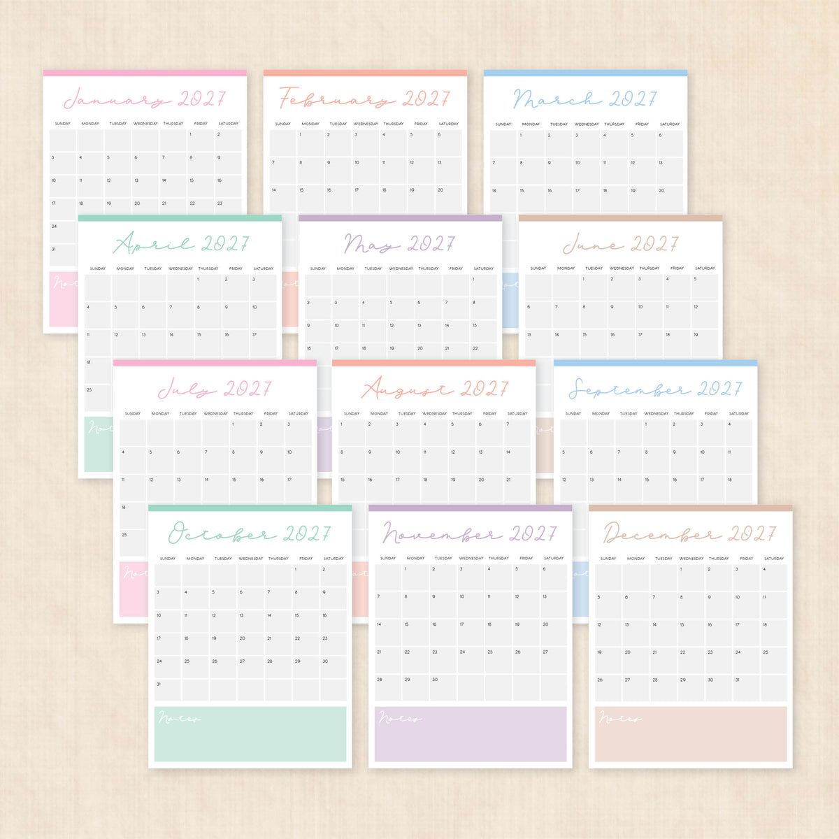 printable 2027 calendar