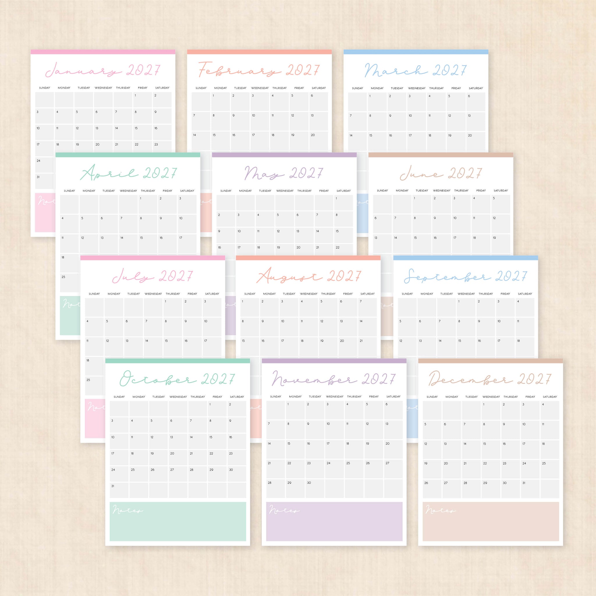 printable 2027 calendar