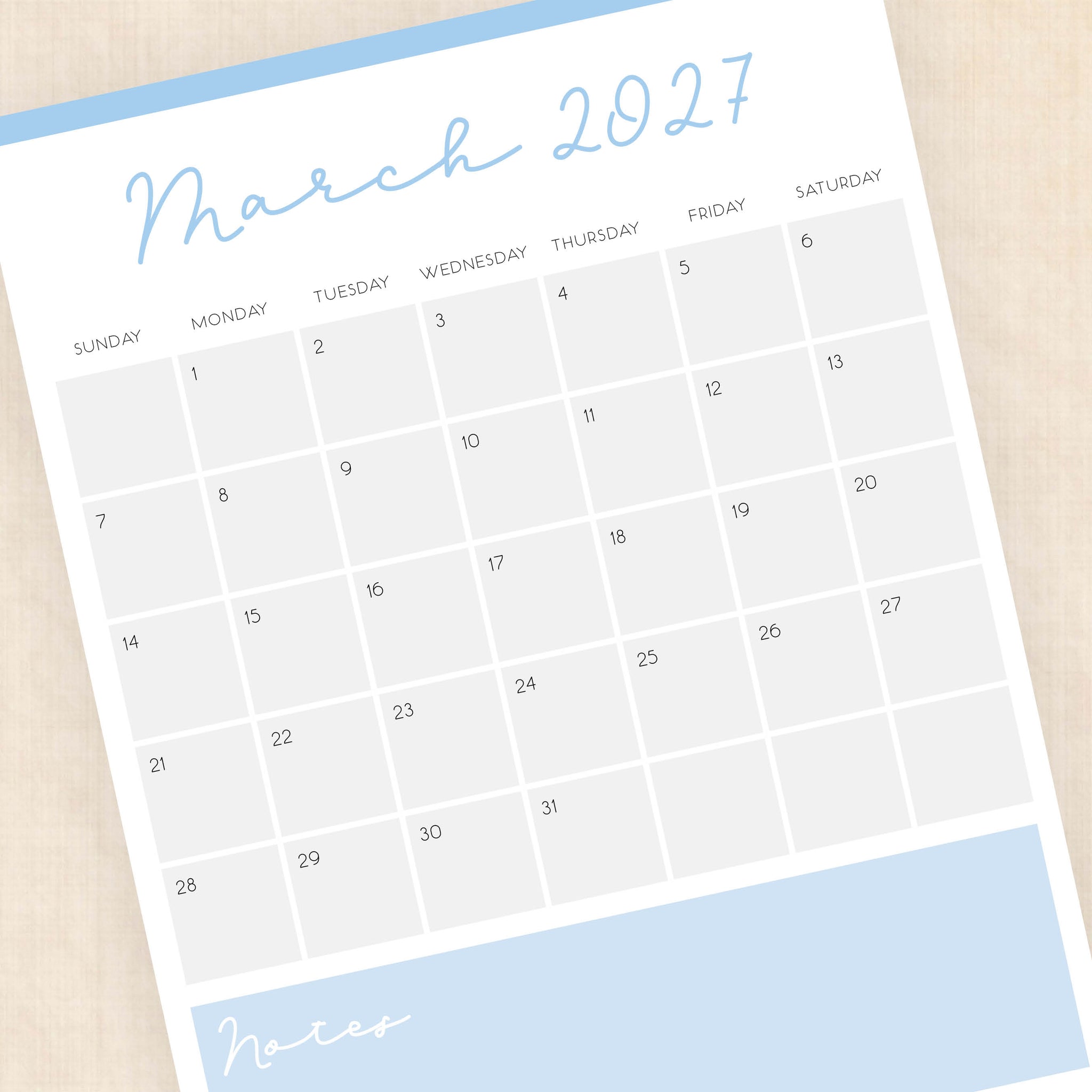 printable 2027 calendar