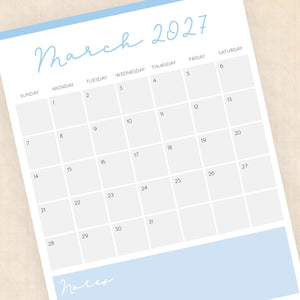 printable 2027 calendar