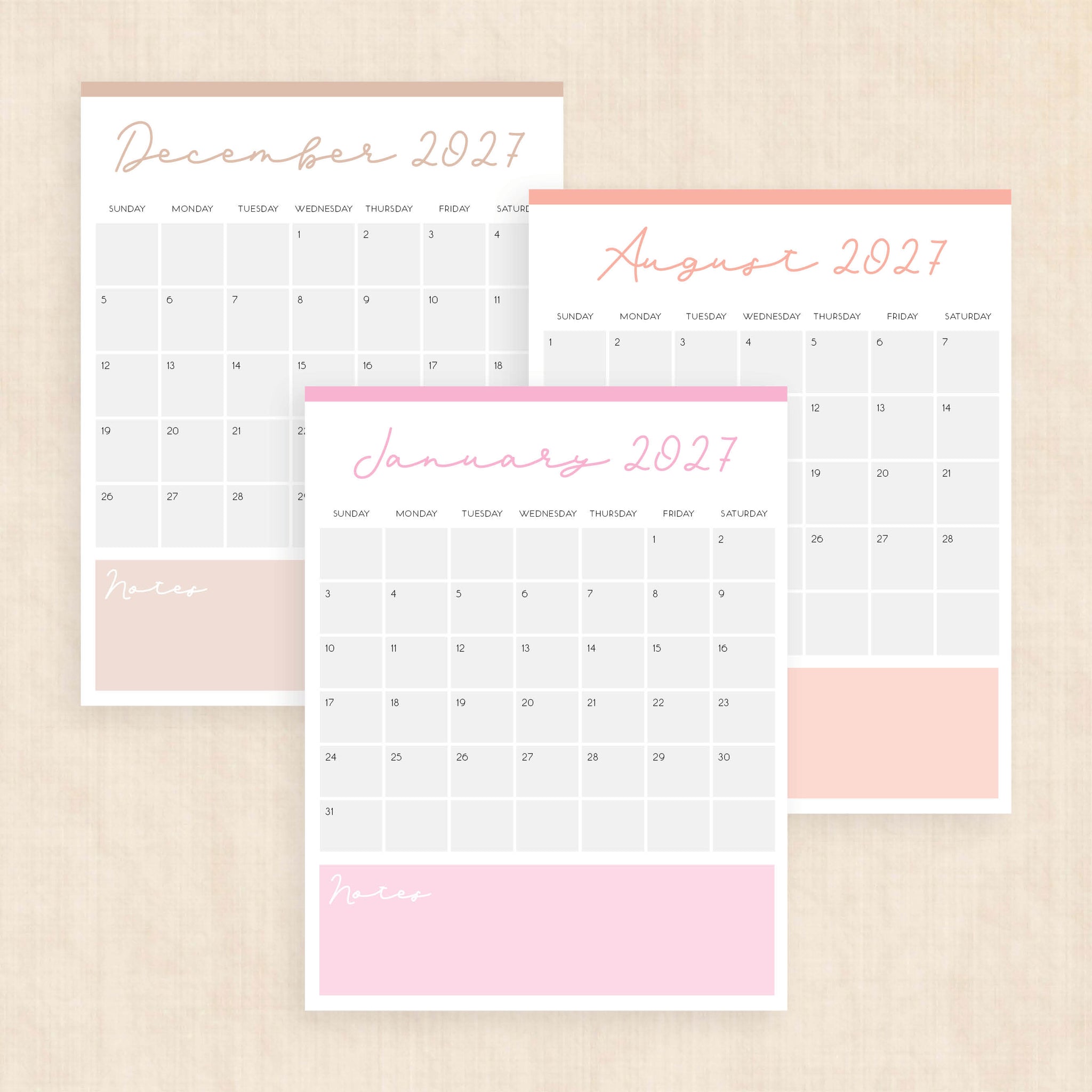 printable 2027 calendar