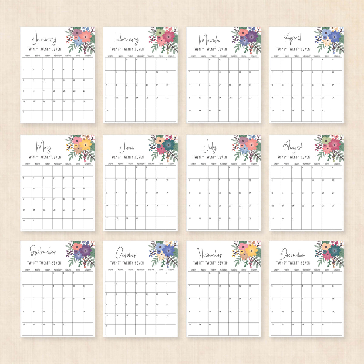 printable 2027 calendar