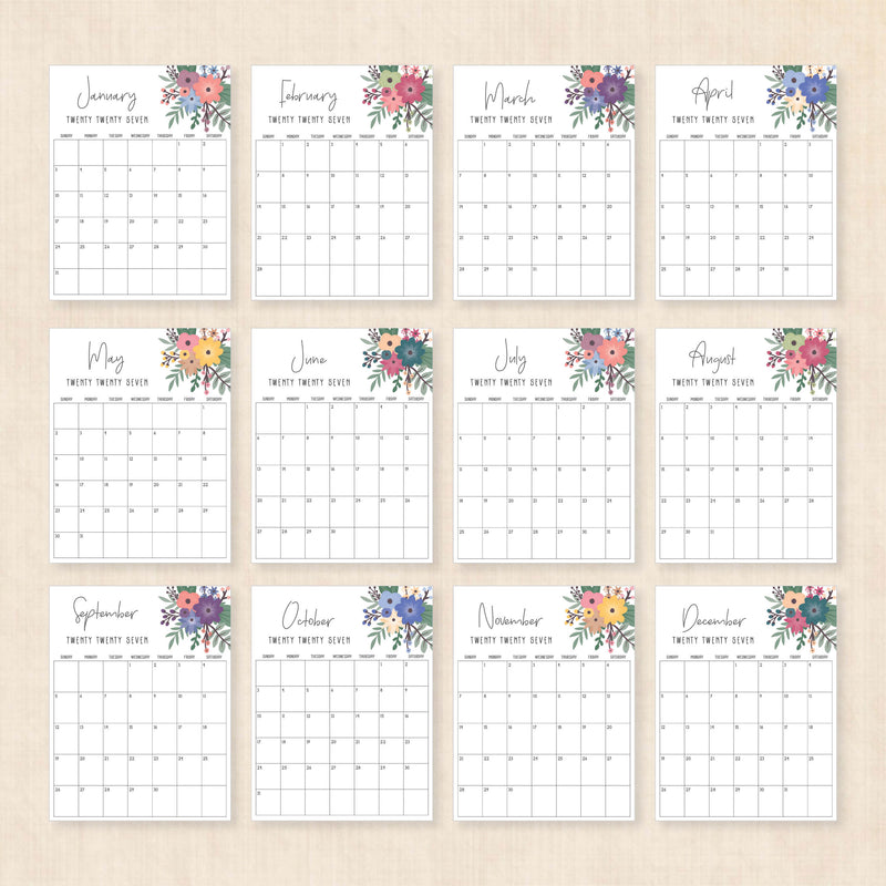 printable 2027 calendar