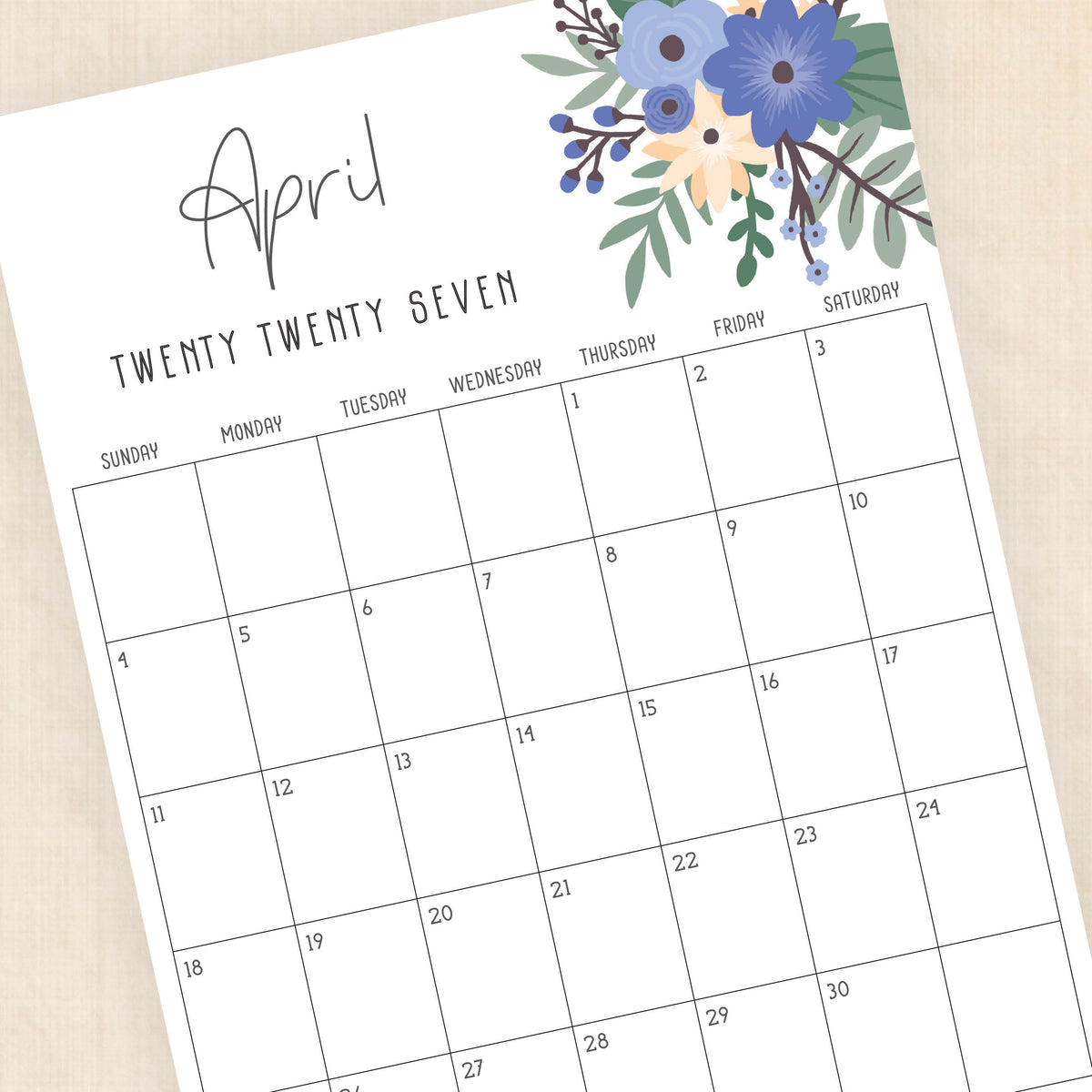 printable 2027 calendar