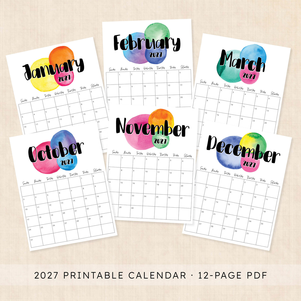 printable 2027 calendar