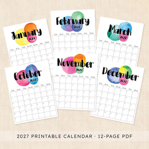 printable 2027 calendar