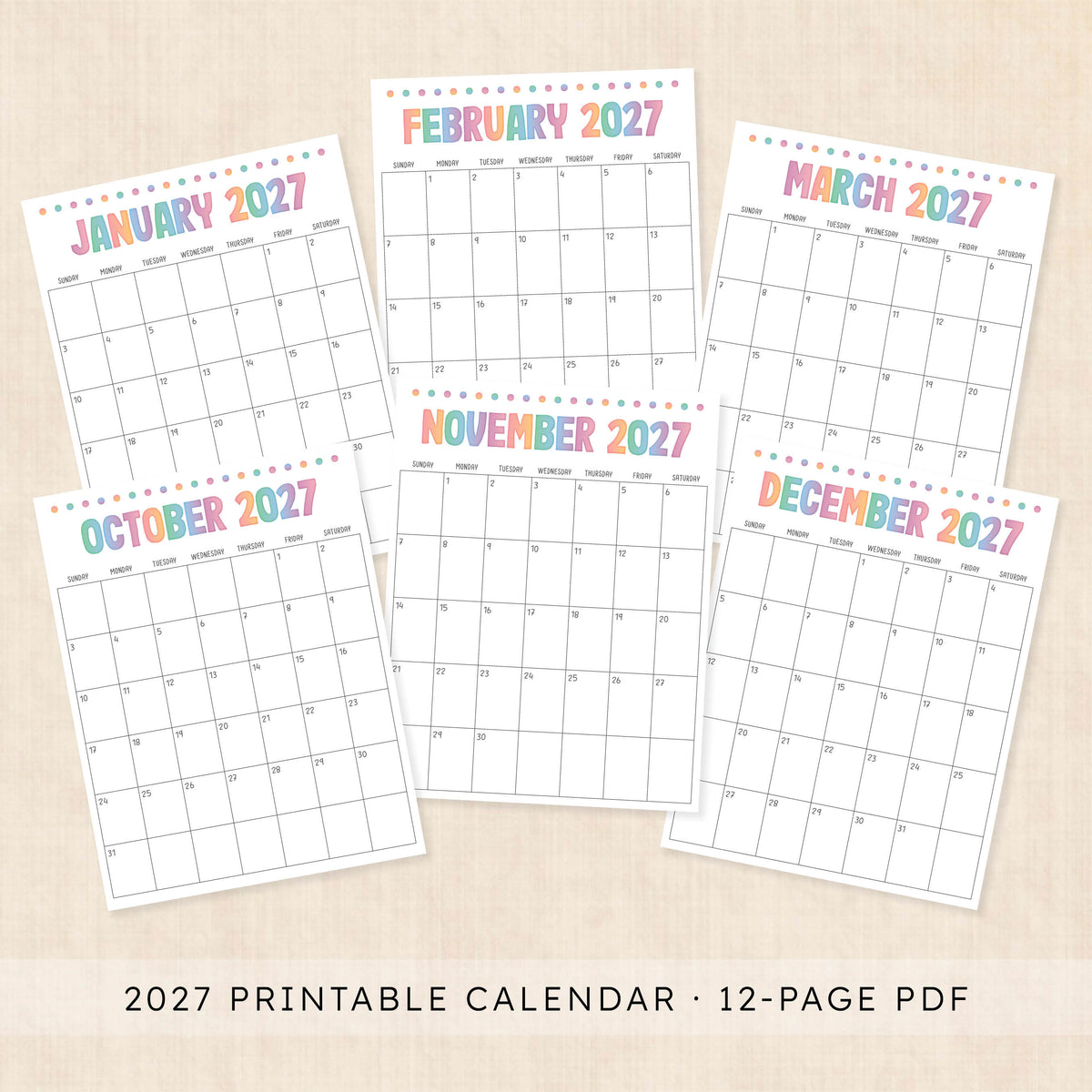 printable 2027 calendar
