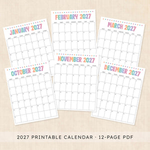 printable 2027 calendar