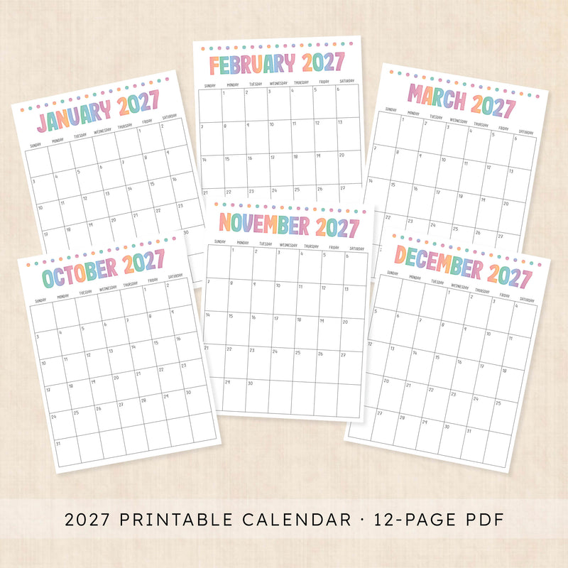 printable 2027 calendar