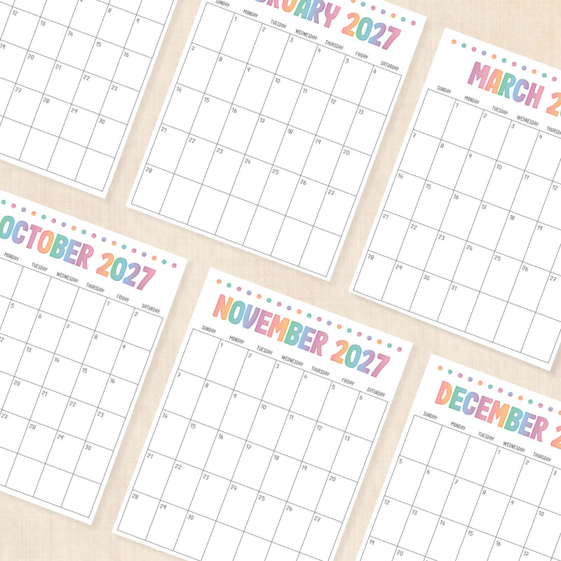 printable 2027 calendar