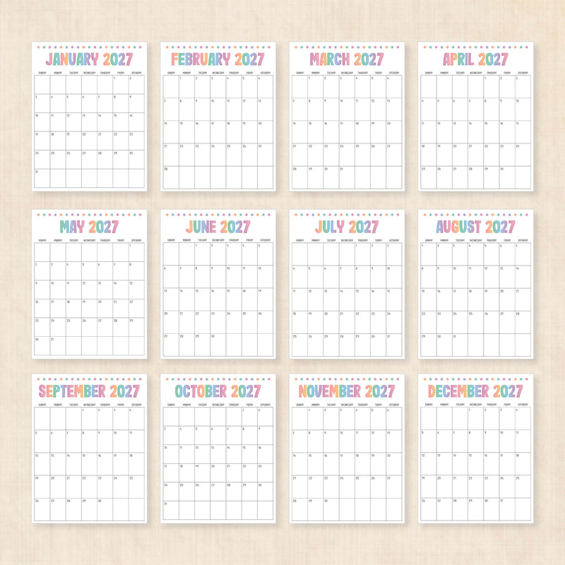 printable 2027 calendar