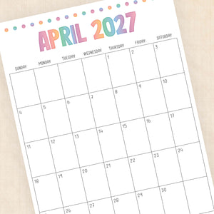 printable 2027 calendar