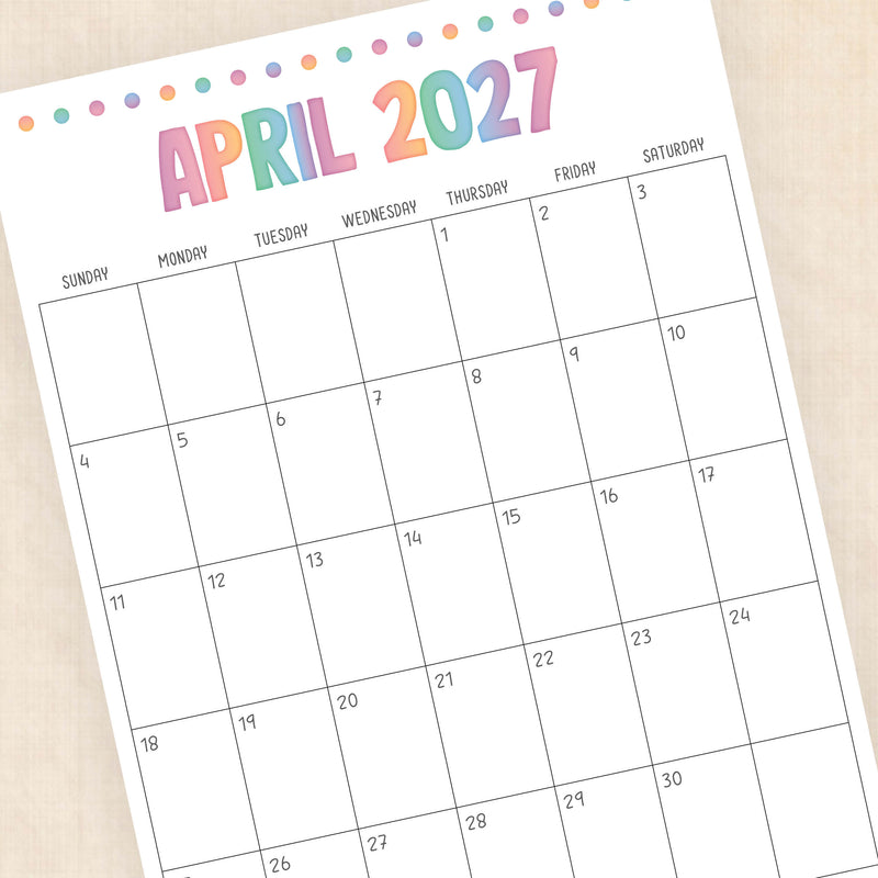 printable 2027 calendar