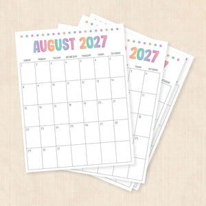 printable 2027 calendar