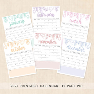 printable 2027 calendar
