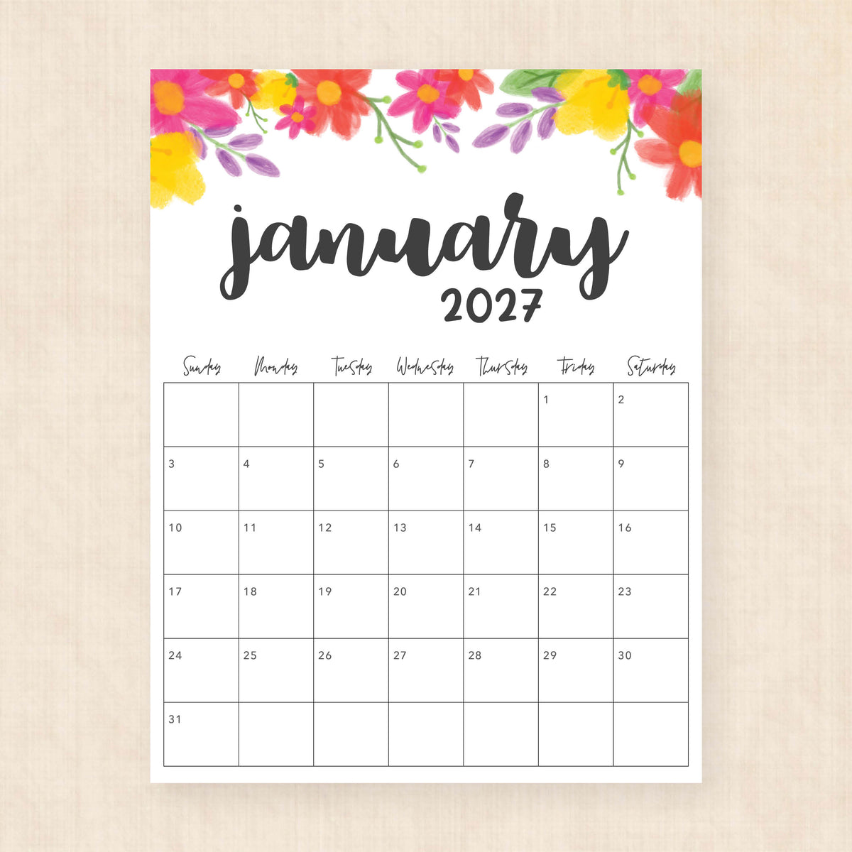 2027 calendar