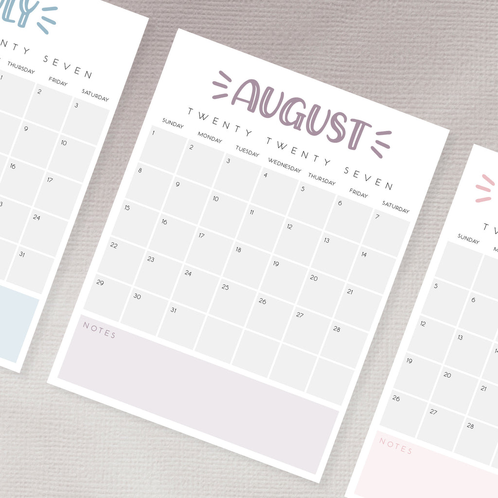 printable 2027 calendar