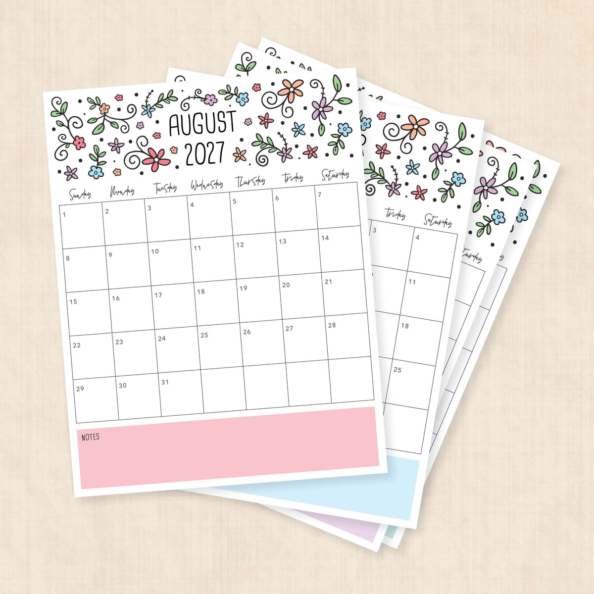 printable 2027 calendar
