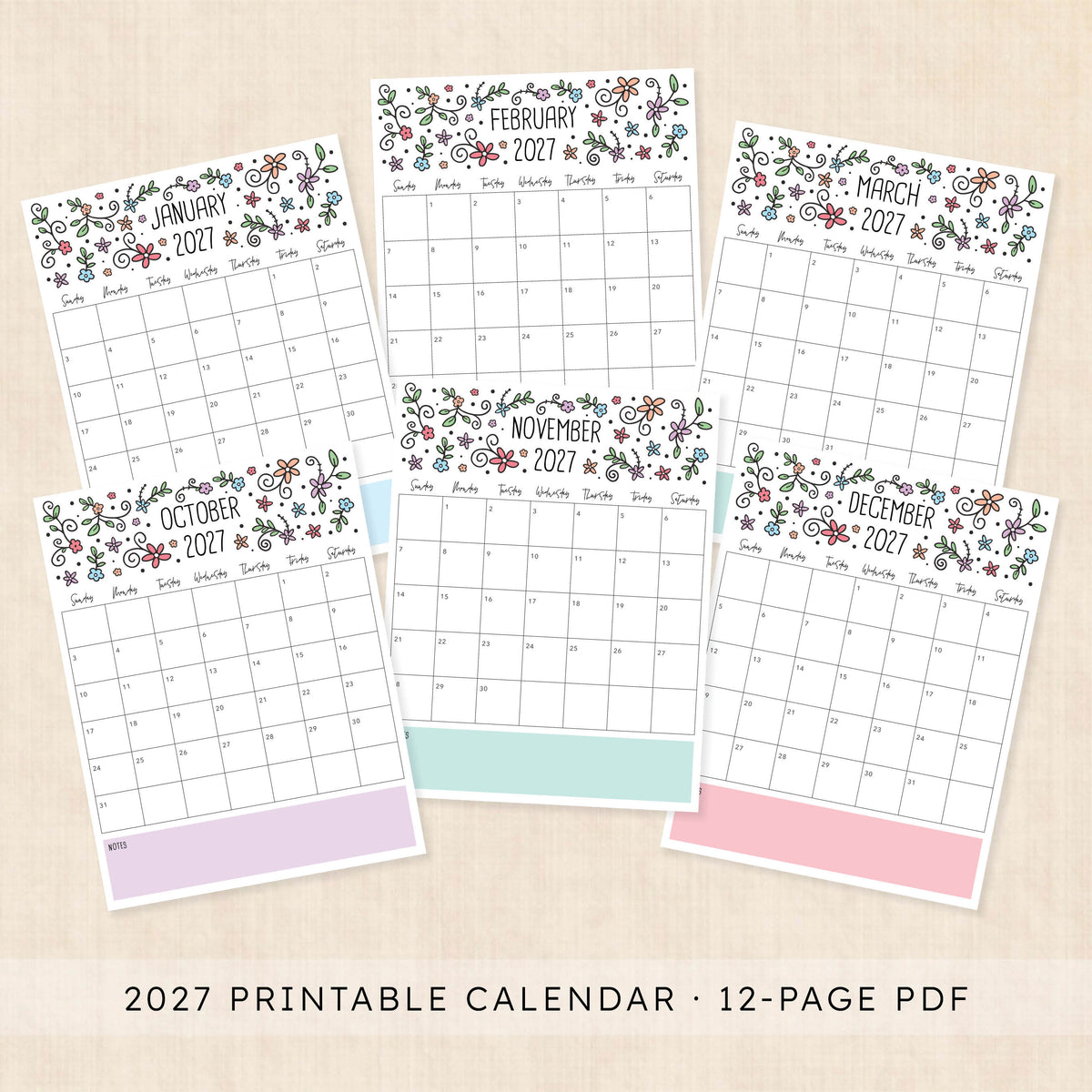 printable 2027 calendar