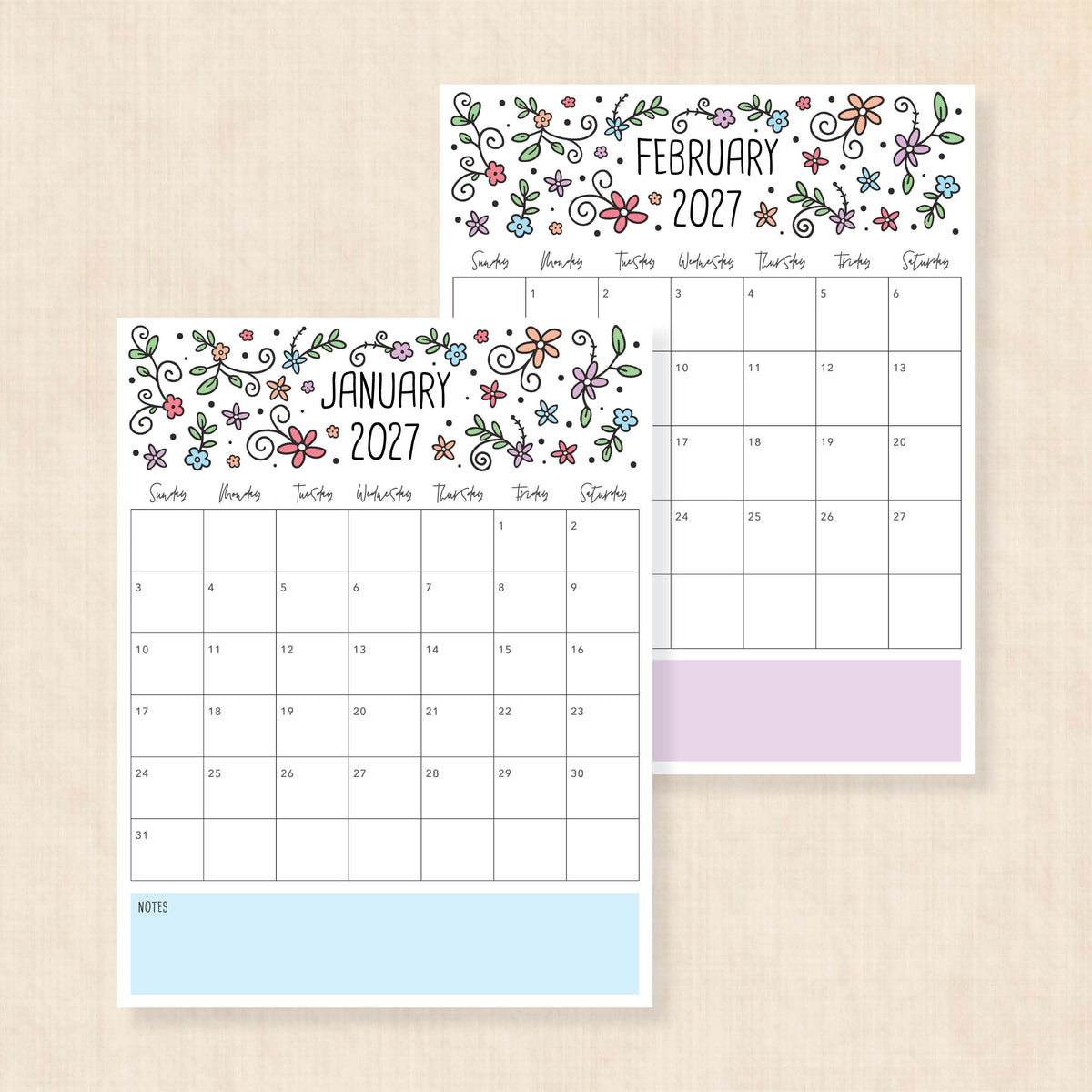 printable 2027 calendar