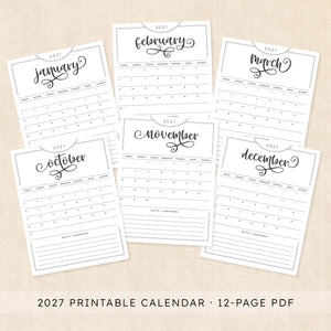 2027 calendar