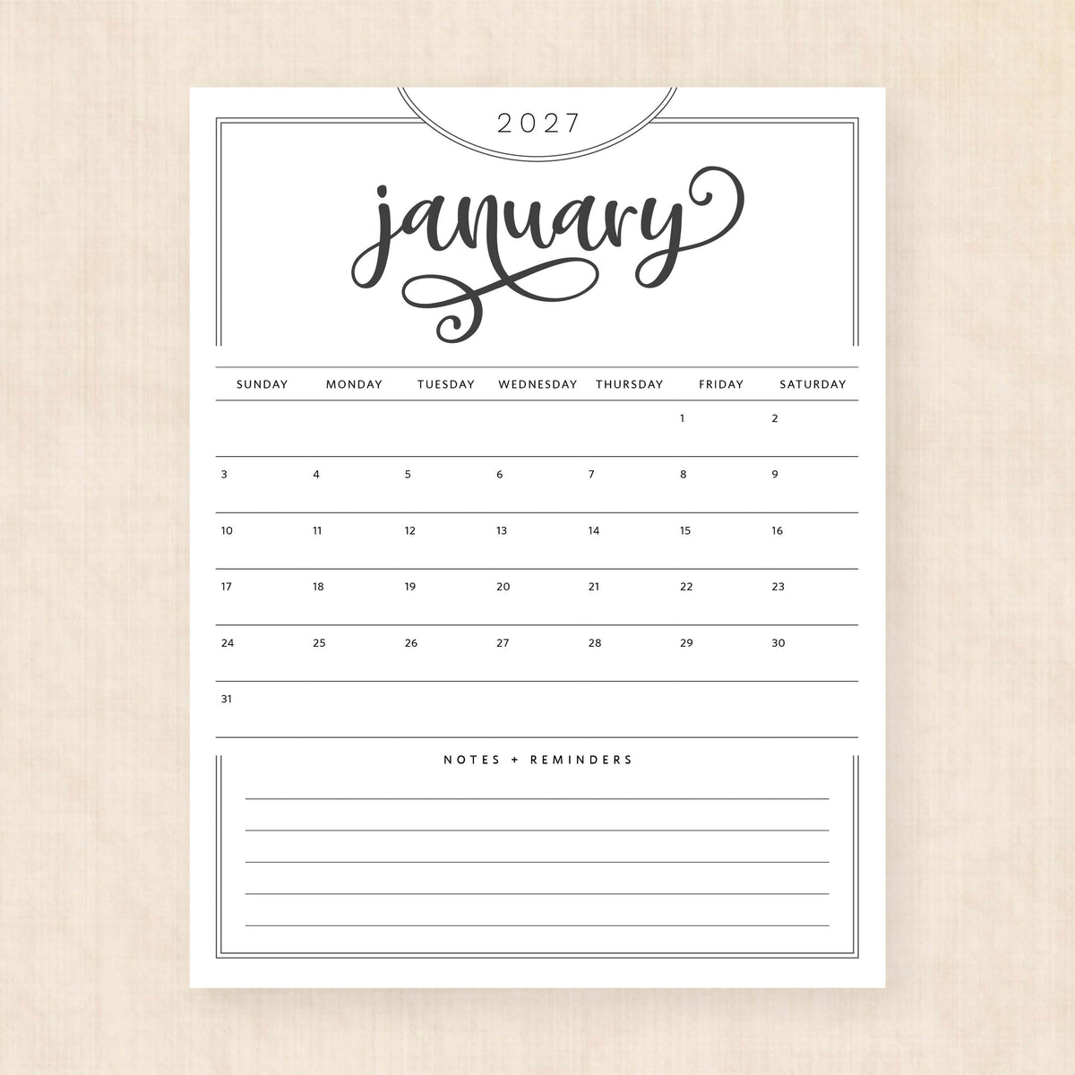2027 calendar