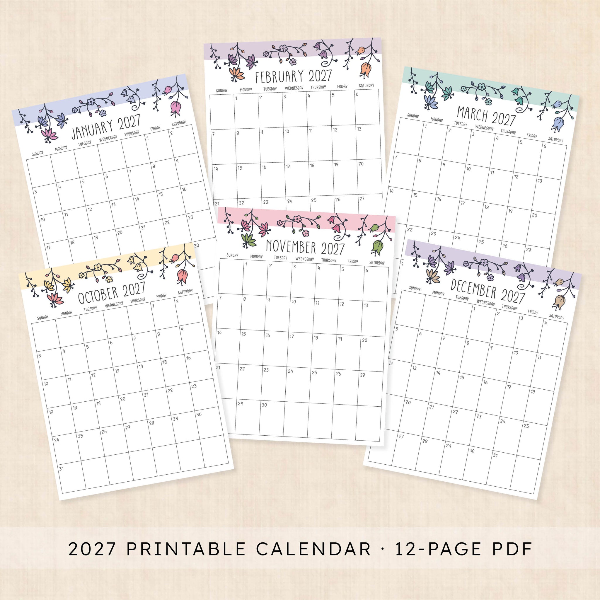 printable 2027 calendar