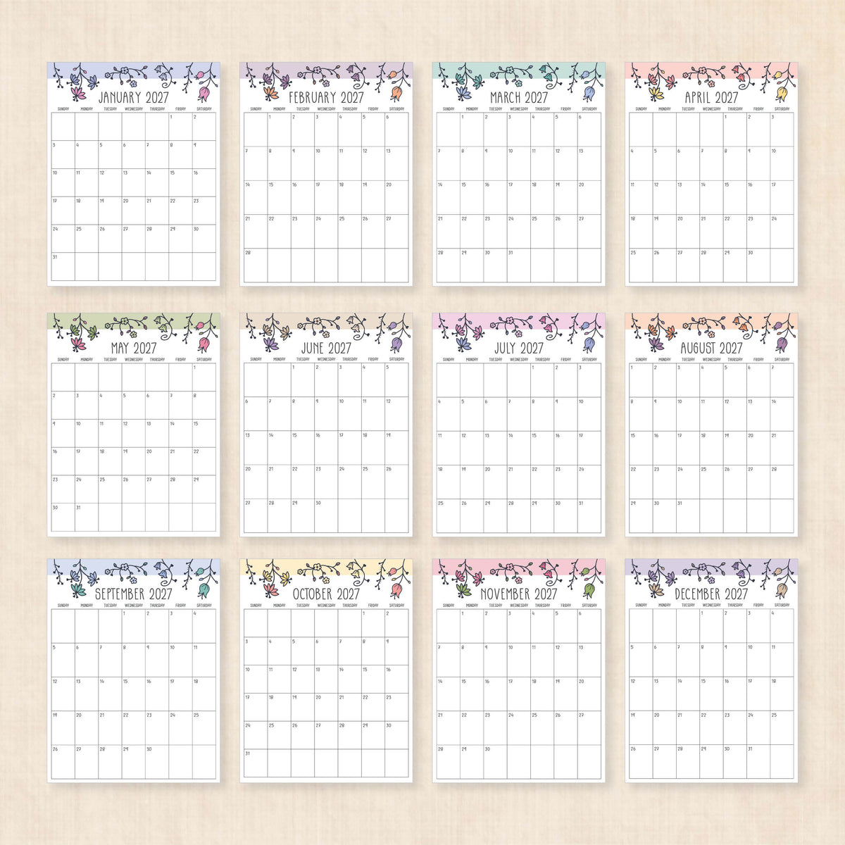 printable 2027 calendar